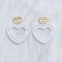 1 Pair Simple Style Heart Shape Spray Paint Hollow Out Arylic Drop Earrings sku image 5