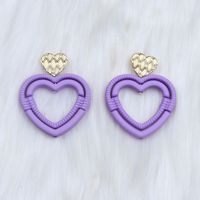 1 Pair Simple Style Heart Shape Spray Paint Hollow Out Arylic Drop Earrings sku image 7