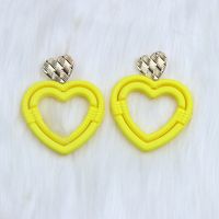 1 Pair Simple Style Heart Shape Spray Paint Hollow Out Arylic Drop Earrings sku image 10