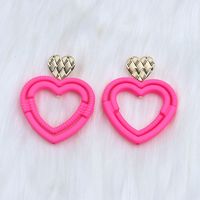 1 Pair Simple Style Heart Shape Spray Paint Hollow Out Arylic Drop Earrings sku image 8
