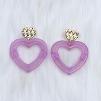 1 Pair Simple Style Heart Shape Spray Paint Hollow Out Arylic Drop Earrings sku image 14