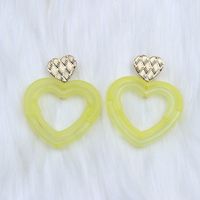 1 Pair Simple Style Heart Shape Spray Paint Hollow Out Arylic Drop Earrings sku image 13