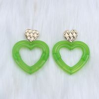 1 Pair Simple Style Heart Shape Spray Paint Hollow Out Arylic Drop Earrings sku image 17