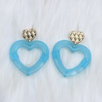 1 Pair Simple Style Heart Shape Spray Paint Hollow Out Arylic Drop Earrings sku image 16