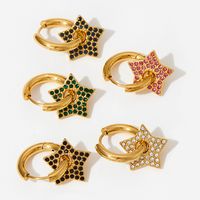 1 Pair Lady Star Plating Inlay 304 Stainless Steel Rhinestones 16K Gold Plated White Gold Plated Gold Plated Earrings main image 2
