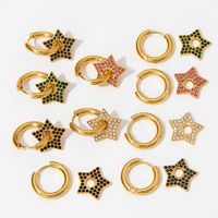 1 Pair Lady Star Plating Inlay 304 Stainless Steel Rhinestones 16K Gold Plated White Gold Plated Gold Plated Earrings main image 3