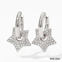 1 Pair Lady Star Plating Inlay 304 Stainless Steel Rhinestones 16K Gold Plated White Gold Plated Gold Plated Earrings sku image 2