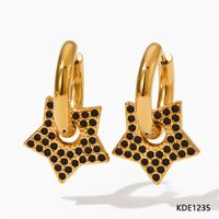 1 Pair Lady Star Plating Inlay 304 Stainless Steel Rhinestones 16K Gold Plated White Gold Plated Gold Plated Earrings sku image 3