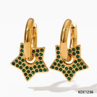 1 Pair Lady Star Plating Inlay 304 Stainless Steel Rhinestones 16K Gold Plated White Gold Plated Gold Plated Earrings sku image 5