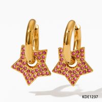1 Pair Lady Star Plating Inlay 304 Stainless Steel Rhinestones 16K Gold Plated White Gold Plated Gold Plated Earrings sku image 7