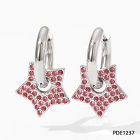 1 Pair Lady Star Plating Inlay 304 Stainless Steel Rhinestones 16K Gold Plated White Gold Plated Gold Plated Earrings sku image 8