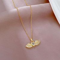 Stainless Steel Copper Lady Elegant Inlay Heart Shape Angel Wings Zircon Pendant Necklace main image 4