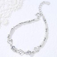 Simple Style Heart Shape Sterling Silver Inlay Zircon Bracelets main image 1
