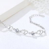 Simple Style Heart Shape Sterling Silver Inlay Zircon Bracelets main image 4