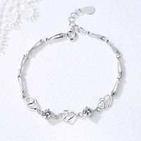 Simple Style Heart Shape Sterling Silver Inlay Zircon Bracelets main image 3
