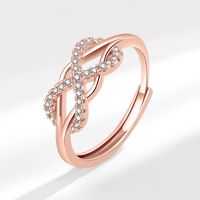 Elegant Lady Infinity Copper Plating Inlay Zircon Open Rings sku image 2