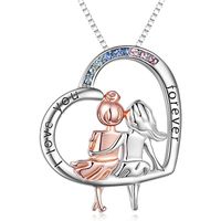 Elegant Sweet Human Letter Heart Shape Sterling Silver Plating Inlay Zircon White Gold Plated Necklace sku image 1