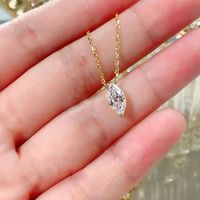 Ig Style Simple Style Water Droplets Rhinestone Sterling Silver Women's Pendant Necklace main image 2