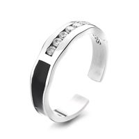 Modern Style Cool Style Geometric Sterling Silver Epoxy Inlay Zircon Rings main image 4