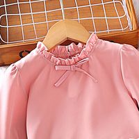 Lässig Streifen Einfarbig Baumwollmischung Polyester Mädchen Kleidung Sets main image 2