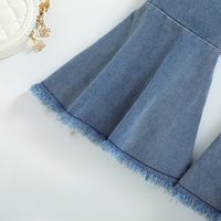 Simple Style Solid Color Bowknot Denim Girls Clothing Sets main image 4