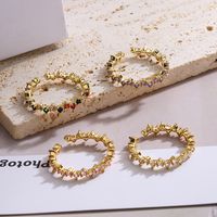 Basic Simple Style Streetwear Geometric Copper 18k Gold Plated Zircon Open Rings In Bulk main image 6