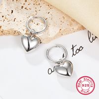 1 Pair Sweet Heart Shape Plating Sterling Silver White Gold Plated Drop Earrings main image 2