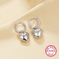 1 Pair Sweet Heart Shape Plating Sterling Silver White Gold Plated Drop Earrings main image 3