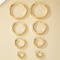 1 Set Nordic Style Simple Style Round Plating Alloy Gold Plated Hoop Earrings main image 4