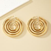 1 Set Nordic Style Simple Style Round Plating Alloy Gold Plated Hoop Earrings main image 5