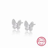 Wholesale Jewelry Elegant Simple Style Butterfly Sterling Silver Zircon White Gold Plated Plating Inlay Rings Earrings Necklace sku image 1