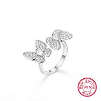 Wholesale Jewelry Elegant Simple Style Butterfly Sterling Silver Zircon White Gold Plated Plating Inlay Rings Earrings Necklace sku image 4