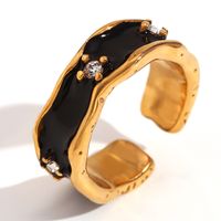 Vintage Style Simple Style Classic Style Solid Color Stainless Steel Plating 18k Gold Plated Open Rings sku image 7