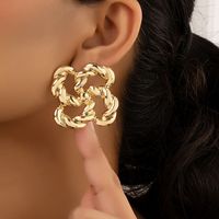 1 Set Retro Commute Quadrilateral Twist Plating Alloy Ear Studs main image 5