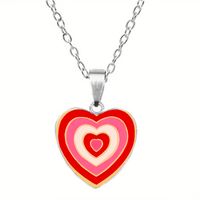 Retro Heart Shape Alloy Inlay Glass Women's Pendant Necklace main image 3