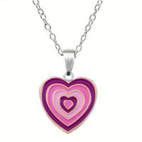 Retro Heart Shape Alloy Inlay Glass Women's Pendant Necklace sku image 6