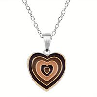 Retro Heart Shape Alloy Inlay Glass Women's Pendant Necklace sku image 4