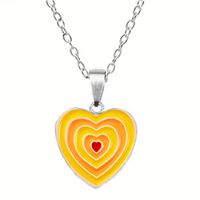 Retro Heart Shape Alloy Inlay Glass Women's Pendant Necklace sku image 5