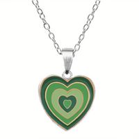 Retro Heart Shape Alloy Inlay Glass Women's Pendant Necklace sku image 7