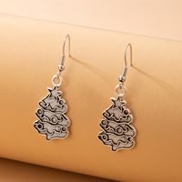 Simple Christmas Tree Elk Silver Ear Hooks Snowman Round Earrings main image 11