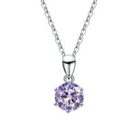 Casual Solid Color Sterling Silver Plating Inlay Moissanite White Gold Plated Necklace sku image 4