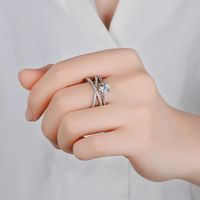 Luxurious Cross Round Copper Inlay Zircon Rings main image 1