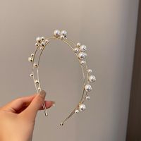 Simple Style Shiny Tassel Solid Color Alloy Criss Cross Inlay Artificial Pearls Rhinestones Hair Band main image 3