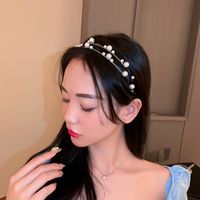 Simple Style Shiny Tassel Solid Color Alloy Criss Cross Inlay Artificial Pearls Rhinestones Hair Band main image 6