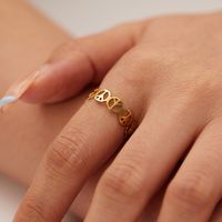 201 Stainless Steel 18K Gold Plated Simple Style Plating Hollow Out Geometric Solid Color Open Rings main image 1