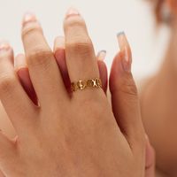 201 Stainless Steel 18K Gold Plated Simple Style Plating Hollow Out Geometric Solid Color Open Rings main image 5