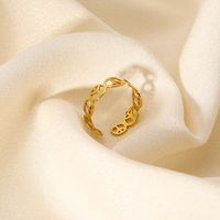 201 Stainless Steel 18K Gold Plated Simple Style Plating Hollow Out Geometric Solid Color Open Rings main image 4