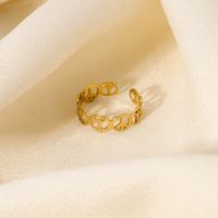 201 Stainless Steel 18K Gold Plated Simple Style Plating Hollow Out Geometric Solid Color Open Rings main image 3