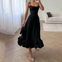 Women's Strap Dress Simple Style Strapless Pleated Sleeveless Solid Color Midi Dress Daily main image 1