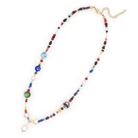 Simple Colored Glaze Evil Eye Pearls Natural Pearl Necklace Bohemian Beach Style Necklace Wholesale Nihaojewelry sku image 2